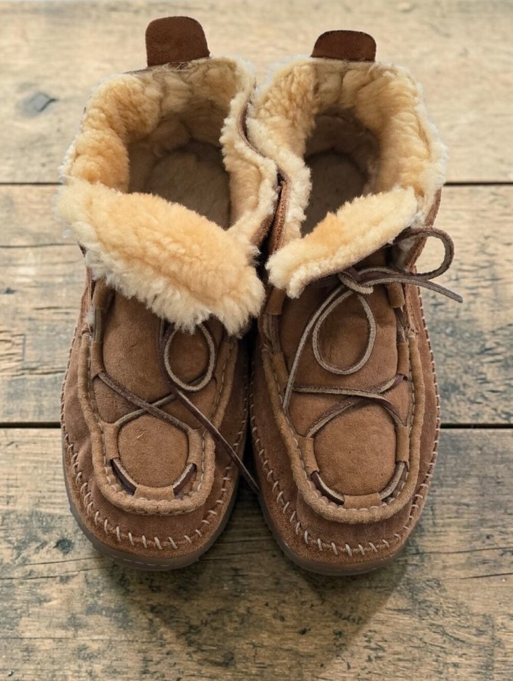 LL Bean Men's Lodge Suede Slippers Wicked Good Chukka Moccasins Shearling! 12